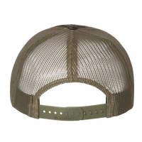 Richardson Printed Trucker Cap, Mossy Oak Bottomland / Loden / Loden, Back view