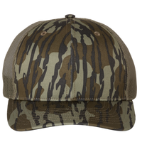 Richardson Printed Trucker Cap, Mossy Oak Bottomland / Loden / Loden, Front view