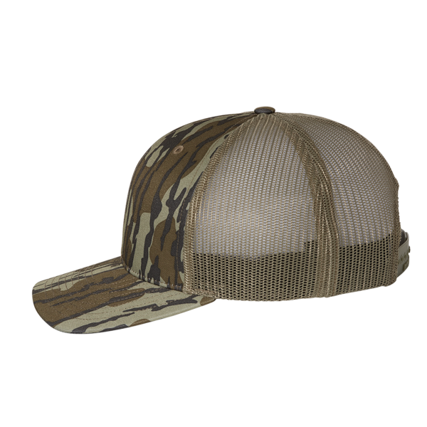 Richardson Printed Trucker Cap, Mossy Oak Bottomland / Loden / Loden, Left Side view