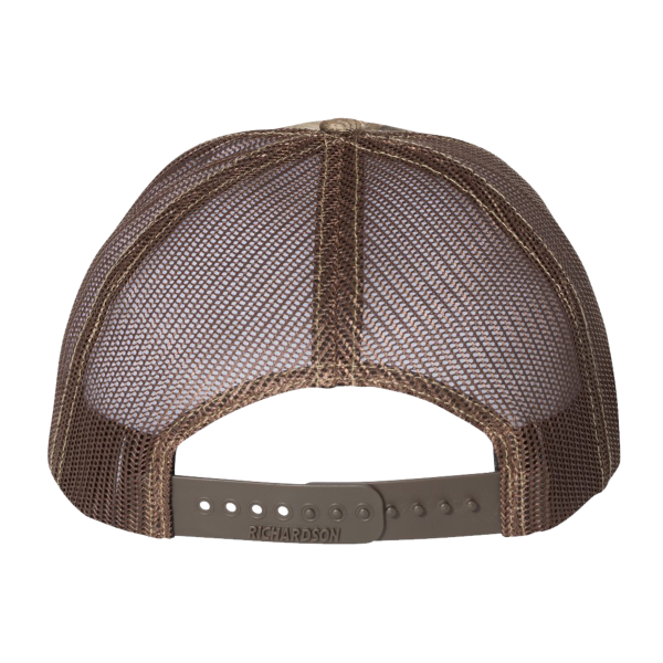 Richardson Printed Trucker Cap, Realtree Edge / Brown / Brown, Back view