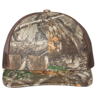 Richardson Printed Trucker Cap, Realtree Edge / Brown / Brown, Front view
