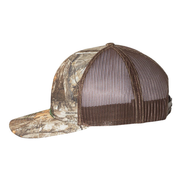Richardson Printed Trucker Cap, Realtree Edge / Brown / Brown, Left Side view