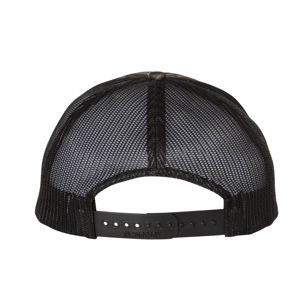 Richardson Printed Trucker Cap, Realtree Original / Black / Black, Back view