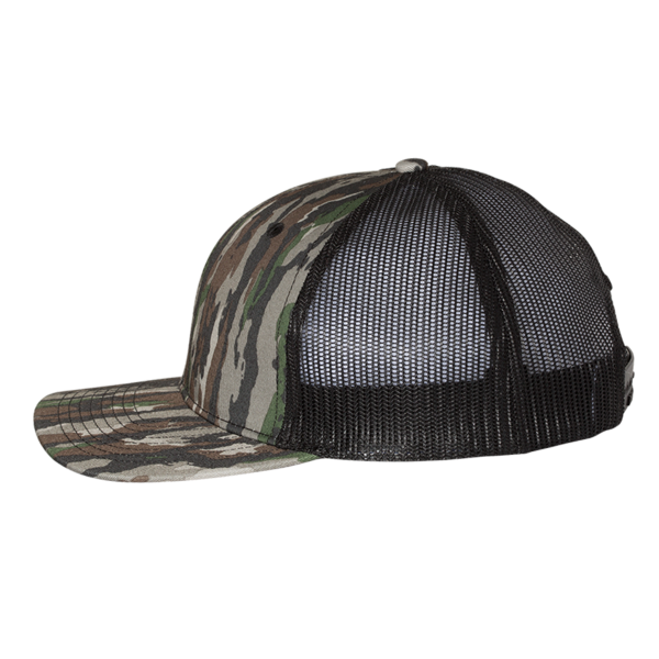Richardson Printed Trucker Cap, Realtree Original / Black / Black, Left Side view