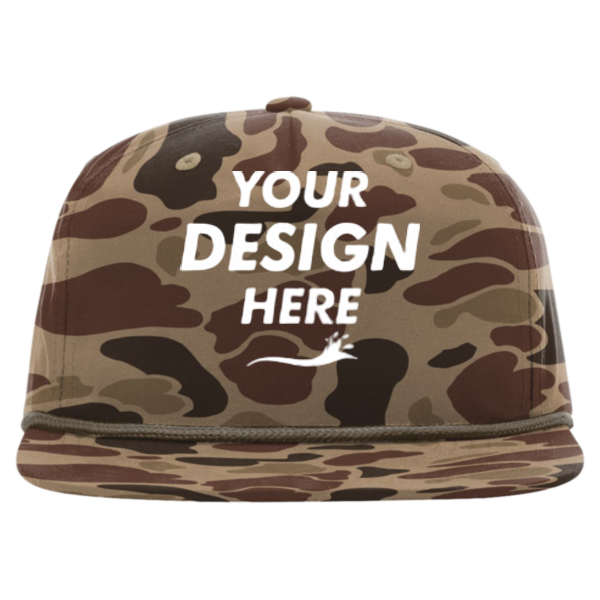 Richardson Printed Umpqua Gramps Cap, Bark Duck Camo / Brown, Front view, Mockup