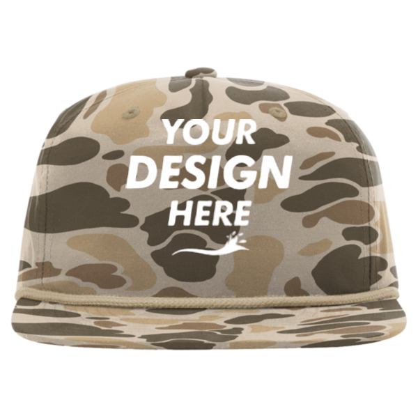 Richardson Printed Umpqua Gramps Cap, Harvest Duck Camo / Light Brown, Front view, Mockup