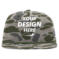 Richardson Printed Umpqua Gramps Cap, Marsh Duck Camo / Olive Green, Front view, Mockup