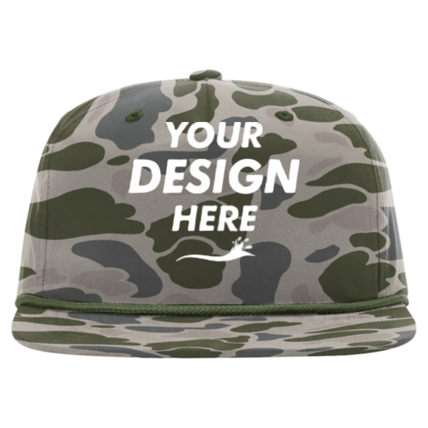 Richardson Printed Umpqua Gramps Cap, Marsh Duck Camo / Olive Green, Front view, Mockup