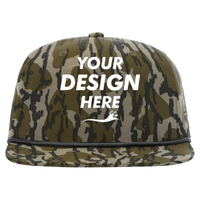 Richardson Printed Umpqua Gramps Cap, Mossy Oak Bottomland / Black, Front view, Mockup