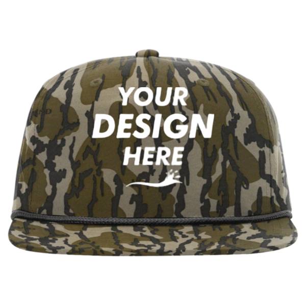 Richardson Printed Umpqua Gramps Cap, Mossy Oak Bottomland / Black, Front view, Mockup