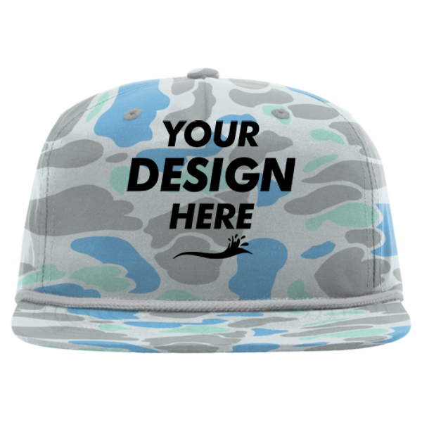 Richardson Printed Umpqua Gramps Cap, Saltwater Duck Camo / Charcoal, Front view, Mockup