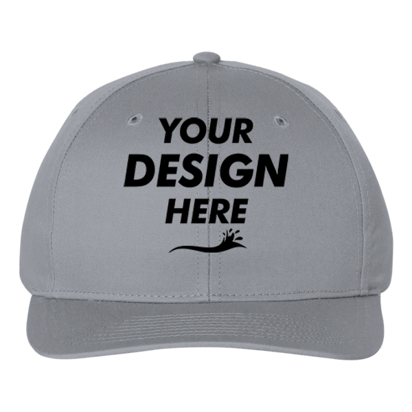 Richardson Pro Twill Snapback Cap, Grey / Grey, Front view, Mockup