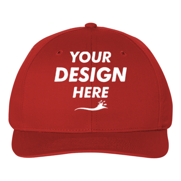 Richardson Pro Twill Snapback Cap, Red / Red, Front view, Mockup