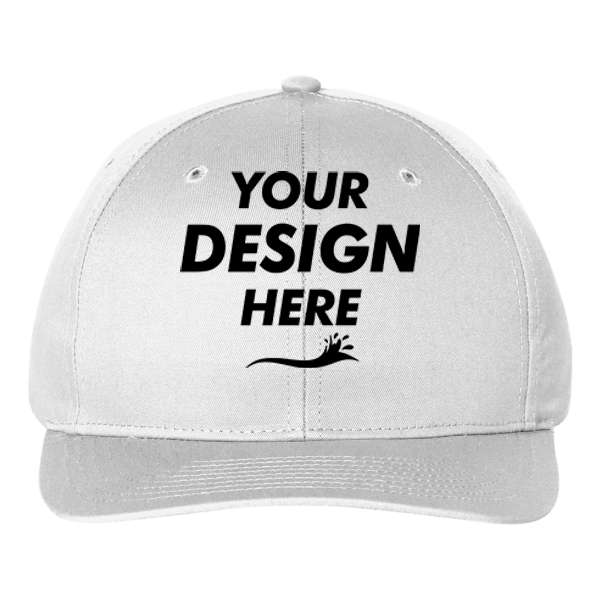 Richardson Pro Twill Snapback Cap, White / White, Front view, Mockup