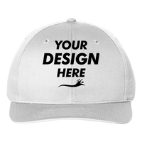 Richardson Pro Twill Snapback Cap, White / White, Front view, Mockup