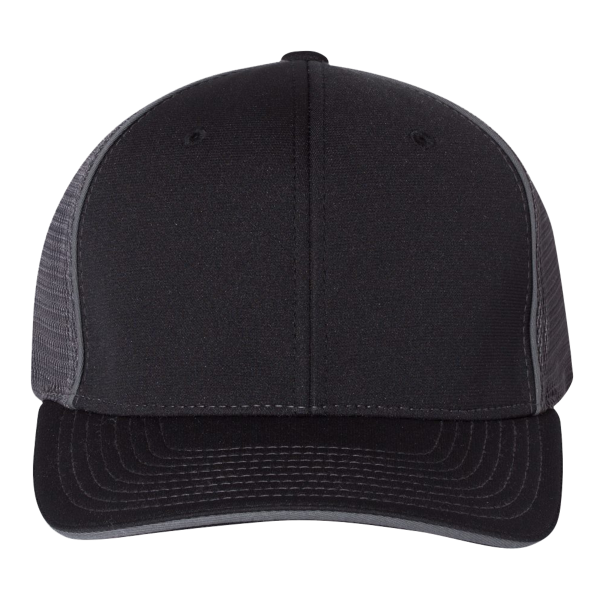 Richardson Pulse Sportmesh R-Flex Cap, Black / Charcoal Split / Charcoal Split, Front view