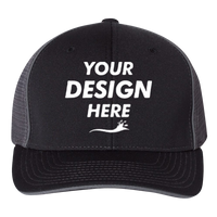 Richardson Pulse Sportmesh R-Flex Cap, Black / Charcoal Split / Charcoal Split, Front view, Mockup