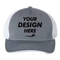 Richardson Pulse Sportmesh R-Flex Cap, Charcoal / White Split / White Split, Front view, Mockup