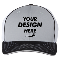 Richardson Pulse Sportmesh R-Flex Cap, Grey / White / Black Tri, Front view, Mockup