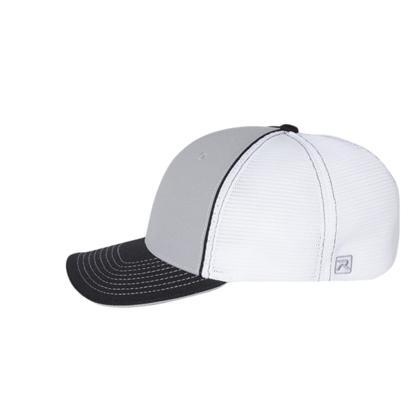 Richardson Pulse Sportmesh R-Flex Cap, Grey / White / Black Tri, Left Side view