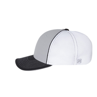Richardson Pulse Sportmesh R-Flex Cap, Grey / White / Black Tri, Left Side view