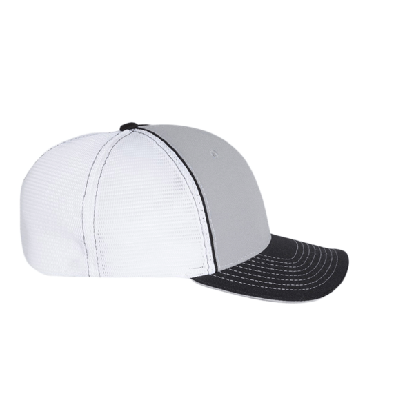Richardson Pulse Sportmesh R-Flex Cap, Grey / White / Black Tri, Right Side view