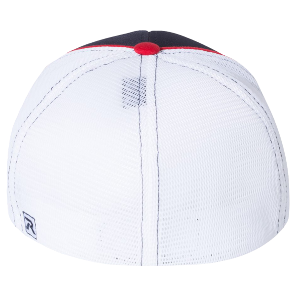 Richardson Pulse Sportmesh R-Flex Cap, Navy / White / Red Tri, Back view
