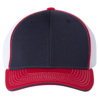 Richardson Pulse Sportmesh R-Flex Cap, Navy / White / Red Tri, Front view