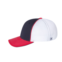 Richardson Pulse Sportmesh R-Flex Cap, Navy / White / Red Tri, Left Side view