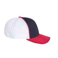 Richardson Pulse Sportmesh R-Flex Cap, Navy / White / Red Tri, Right Side view