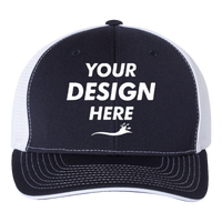 Richardson Pulse Sportmesh R-Flex Cap, Navy / White Split / White Split, Front view, Mockup