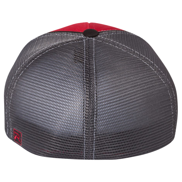 Richardson Pulse Sportmesh R-Flex Cap, Red / Charcoal / Black Tri, Back view