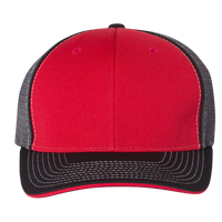 Richardson Pulse Sportmesh R-Flex Cap, Red / Charcoal / Black Tri, Front view