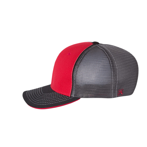 Richardson Pulse Sportmesh R-Flex Cap, Red / Charcoal / Black Tri, Left Side view