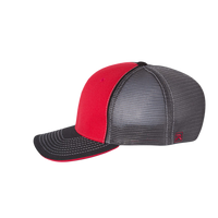 Richardson Pulse Sportmesh R-Flex Cap, Red / Charcoal / Black Tri, Left Side view