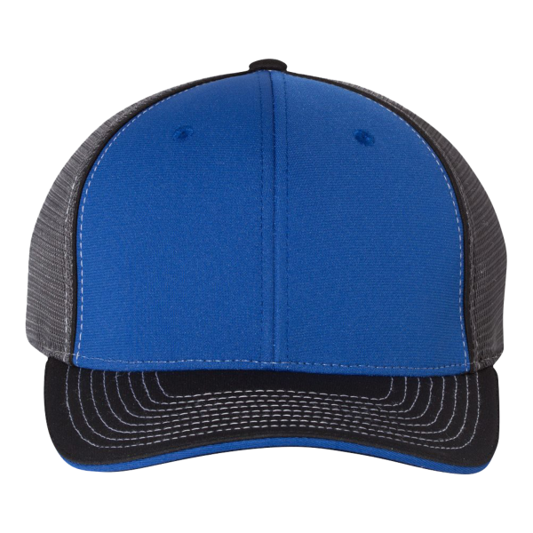 Richardson Pulse Sportmesh R-Flex Cap, Royal / Charcoal / Black Tri, Front view