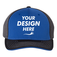 Richardson Pulse Sportmesh R-Flex Cap, Royal / Charcoal / Black Tri, Front view, Mockup