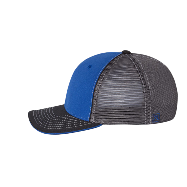 Richardson Pulse Sportmesh R-Flex Cap, Royal / Charcoal / Black Tri, Left Side view