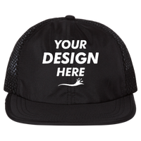 Richardson Rogue Wide Set Mesh Cap, Black / Black, Front view, Mockup