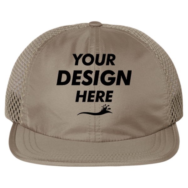 Richardson Rogue Wide Set Mesh Cap, Khaki / Khaki, Front view, Mockup