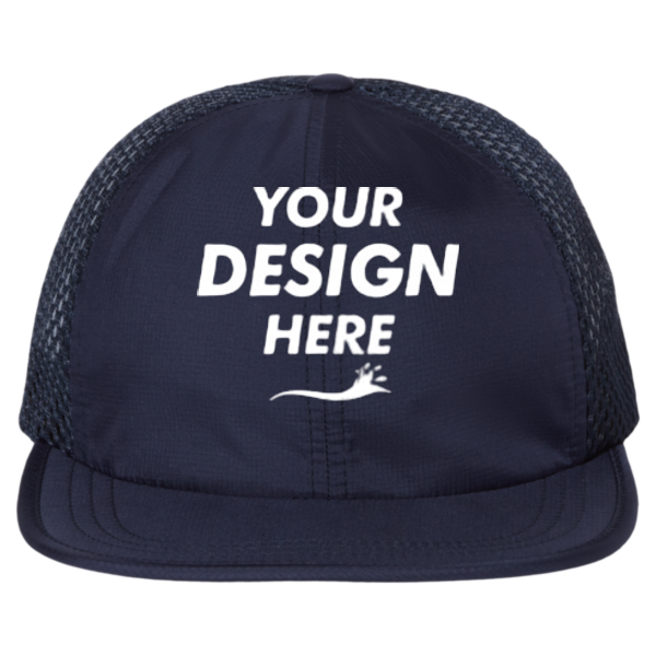 Richardson Rogue Wide Set Mesh Cap, Navy / Navy, Front view, Mockup