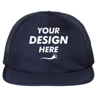 Richardson Rogue Wide Set Mesh Cap, Navy / Navy, Front view, Mockup