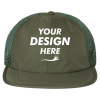 Richardson Rogue Wide Set Mesh Cap, Olive / Olive, Front view, Mockup