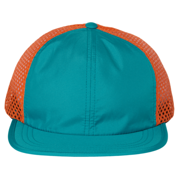 Richardson Rogue Wide Set Mesh Cap, Teal / Orange, Front view