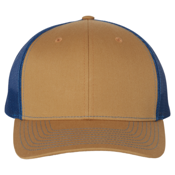 Richardson Snapback Trucker Cap, Biscuit / True Blue / True Blue, Front view