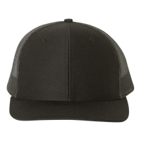 Richardson Snapback Trucker Cap, Black / Black / Black, Front view