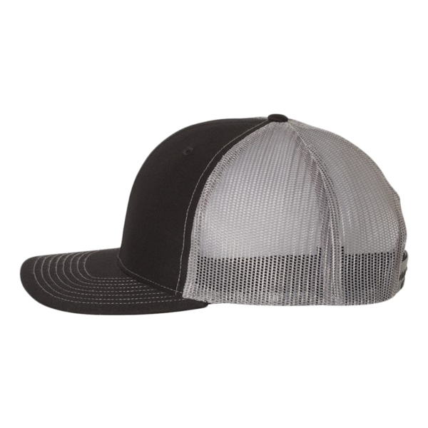 Richardson Snapback Trucker Cap, Black / Charcoal / Charcoal, Left Side view