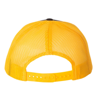 Richardson Snapback Trucker Cap, Black / Gold / Gold, Back view