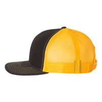 Richardson Snapback Trucker Cap, Black / Gold / Gold, Left Side view