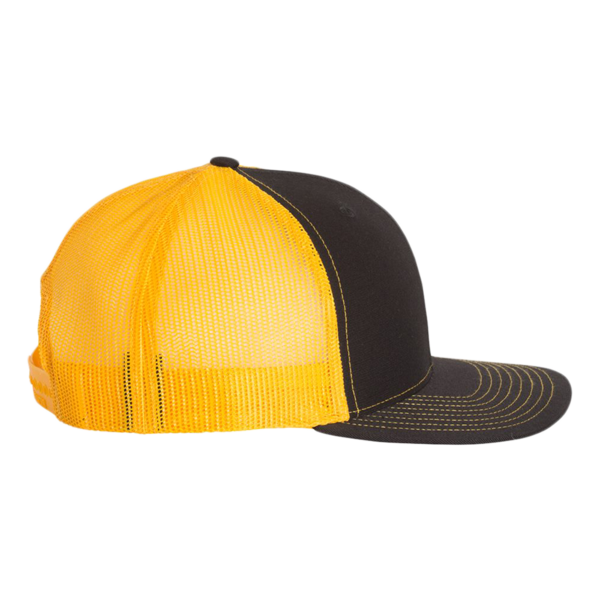 Richardson Snapback Trucker Cap, Black / Gold / Gold, Right Side view